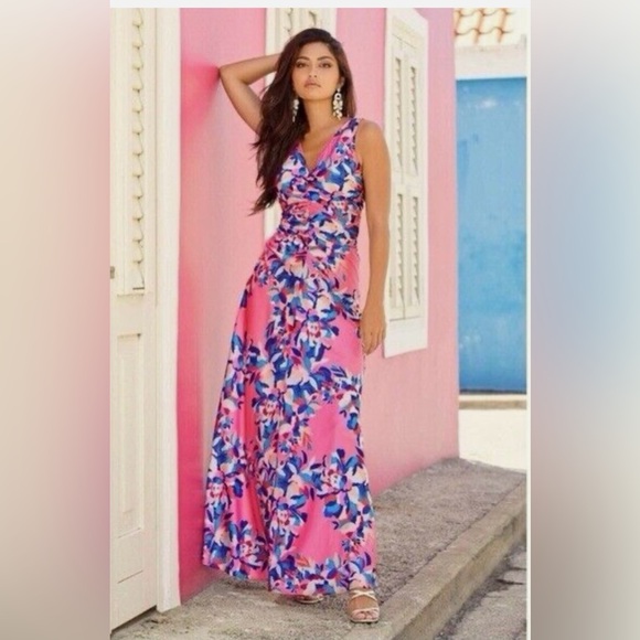 Dresses & Skirts - NWT Boston Proper Ruched Sleeveless Floral Maxi Dress Pink Size 10